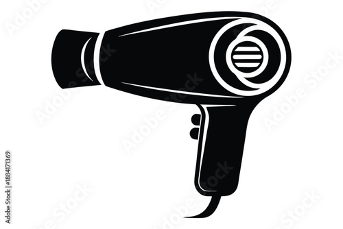 hairdryer silhouette line art vector illustration with a white background