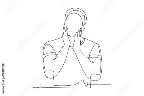 Men’s grooming and skincare concept one-line drawing