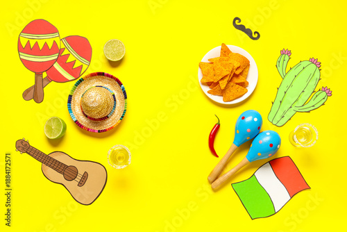 Sombrero with tequila, Mexi...