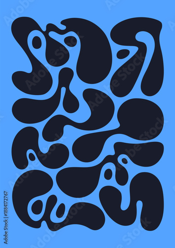 Abstract liquid shapes, modern style card design. Contemporary poster with fl...