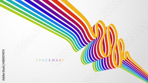 Abstract rainbow lines in 3D perspective, vector background with colorful stripes, children preschool education theme, positive and bright design.