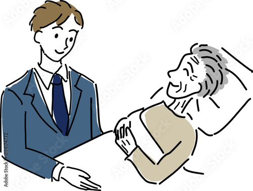 高齢者を介護する会社員男性、ビジネスケアラー