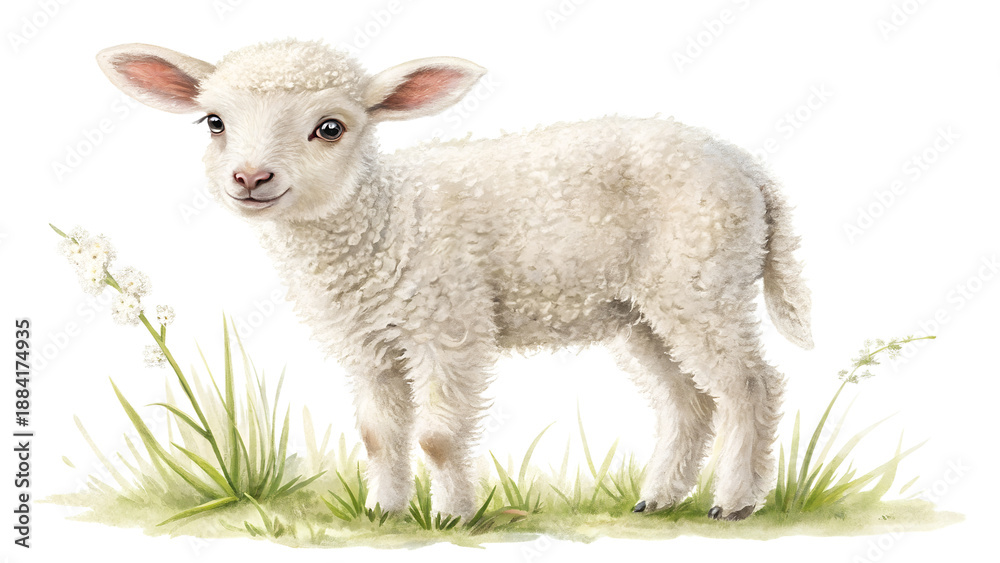 Fototapeta premium cute Easter lamb, isolated on transparent background
