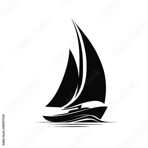Sailboat silhouette against white background vector illustration for design