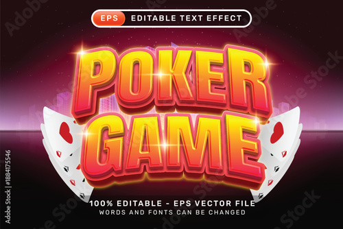 Editable text effect - poker game casino 3d style concept