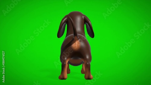 Cartoon Dachshund Dog Tail Wagging Animation from Behind
