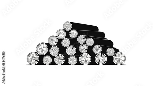 Pile of logs illustration on a white background, vector format.