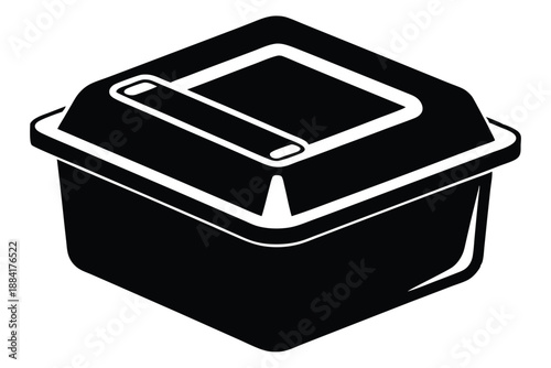 food plastic box silhouette line art vector illustration with a white background