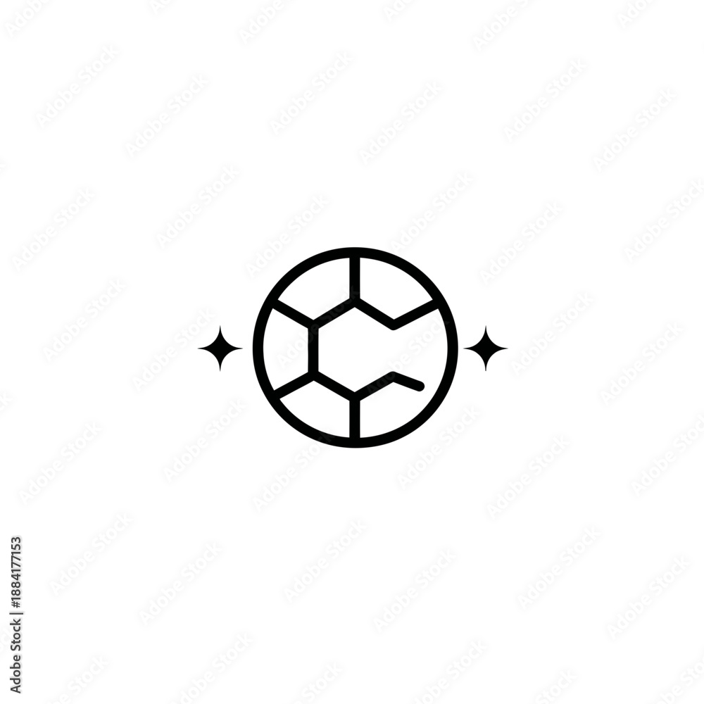 Obraz premium Abstract soccer ball icon in simple line art style on white background