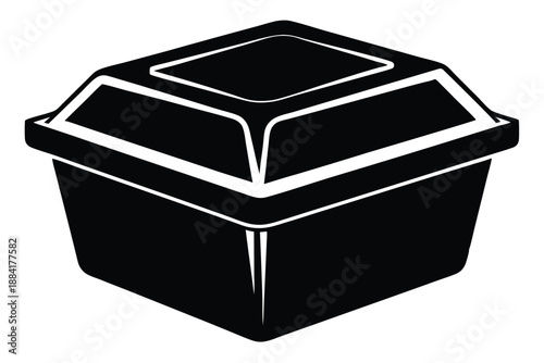 food plastic box silhouette line art vector illustration with a white background