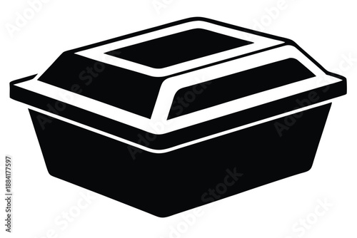 food plastic box silhouette line art vector illustration with a white background