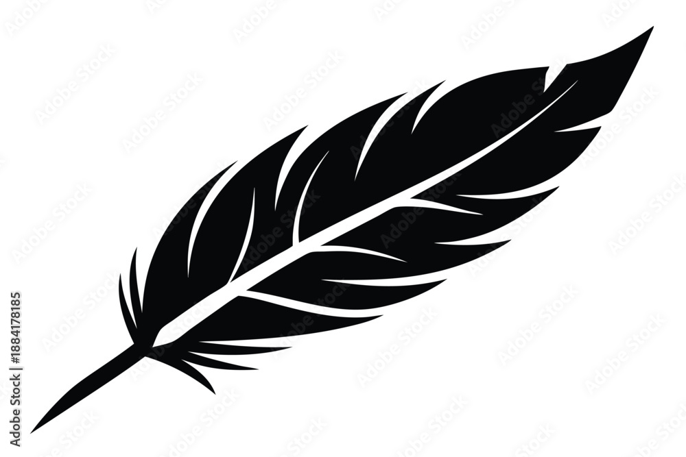 Obraz premium feather silhouette line art vector illustration with a white background