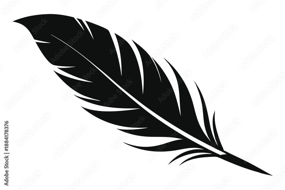 Obraz premium feather silhouette line art vector illustration with a white background