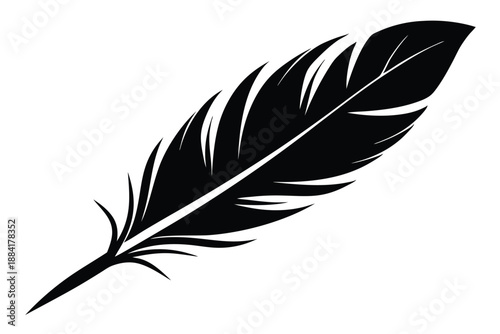 feather silhouette line art vector illustration with a white background