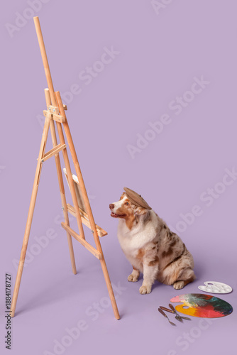 Cute dog with artist's supp...