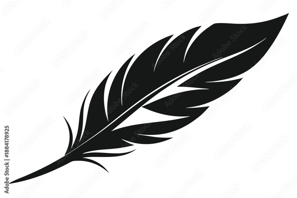 Fototapeta premium feather silhouette line art vector illustration with a white background