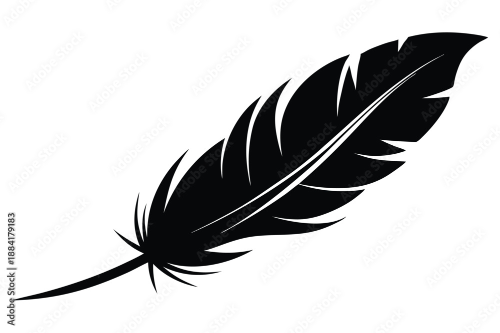 Obraz premium feather silhouette line art vector illustration with a white background
