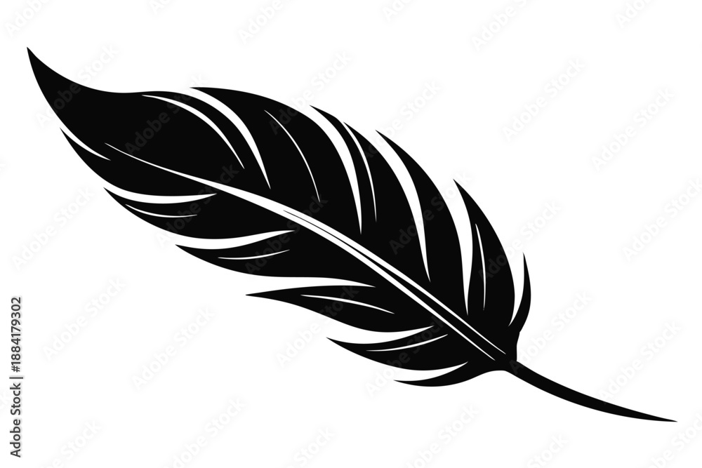 Fototapeta premium feather silhouette line art vector illustration with a white background
