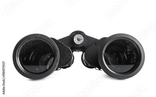 Modern binoculars on white ...