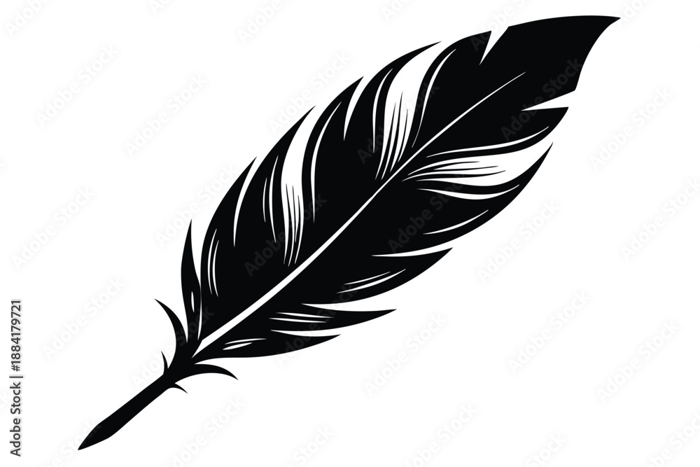 Fototapeta premium feather silhouette line art vector illustration with a white background