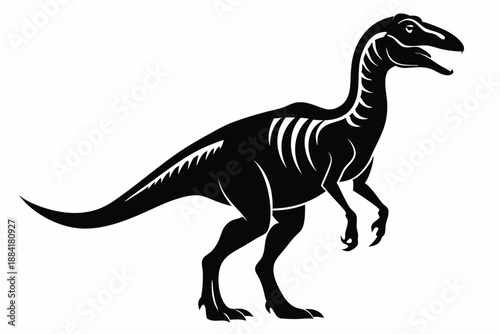 dinosaur silhouette line art vector illustration with a white background