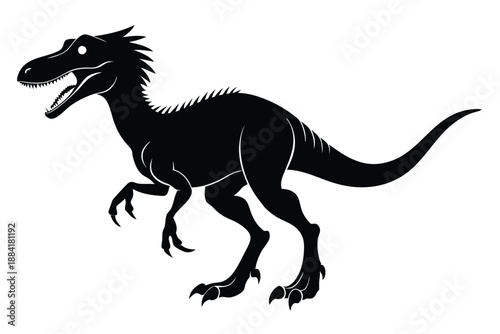 dinosaur silhouette line art vector illustration with a white background