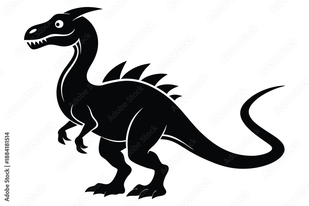 Fototapeta premium dinosaur silhouette line art vector illustration with a white background