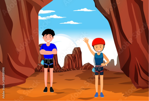 Cave Rescue Concept Illustration Vector Style