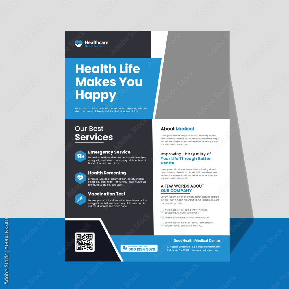 Obraz premium Creative Health company flyer templates of a4, medical flyer, marketing flyer, cover, annual report, poster layout