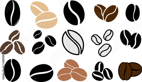 Roasted Coffee Beans Variety Vector Illustration Collection