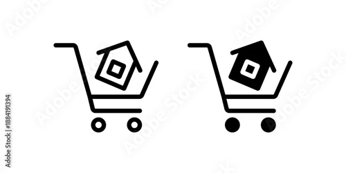 Buy house and real estate - shopping cart icon. Vector illustration design.