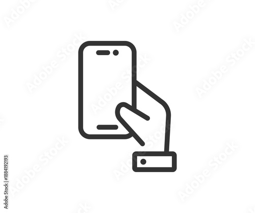 Hand hold mobile phone icon. Vector illustration design.