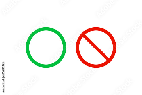 Green allowed and red forbidden signs icon. Vector illustration design.