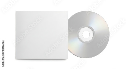 Blank White CD Jewel Case and Disc Isolated on White Background.
