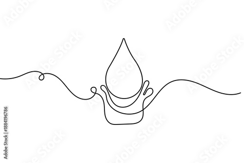 Minimalist blood drop illustration in continuous one line style for donate and charity branding