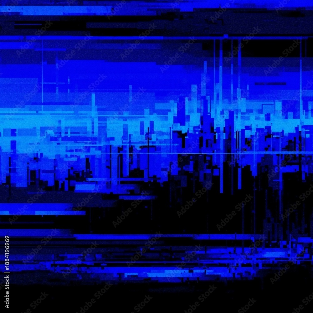 Obraz premium Abstract Blue Digital Glitch Art Background