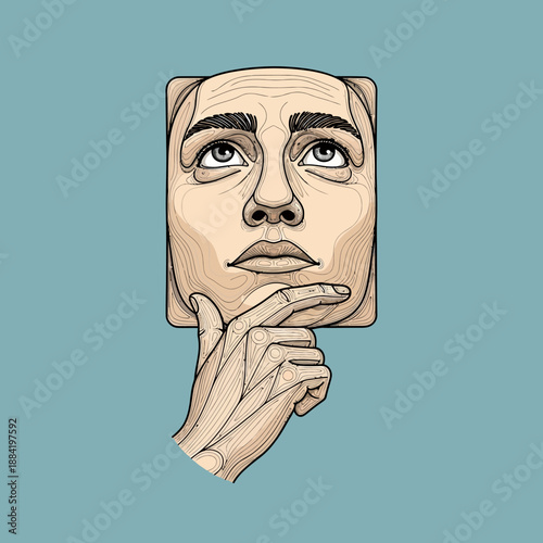 Man with Hand on Chin Thinking Deeply.