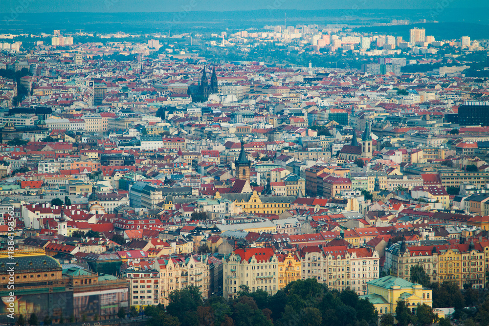 Fototapeta premium View of the city of Prague from above.