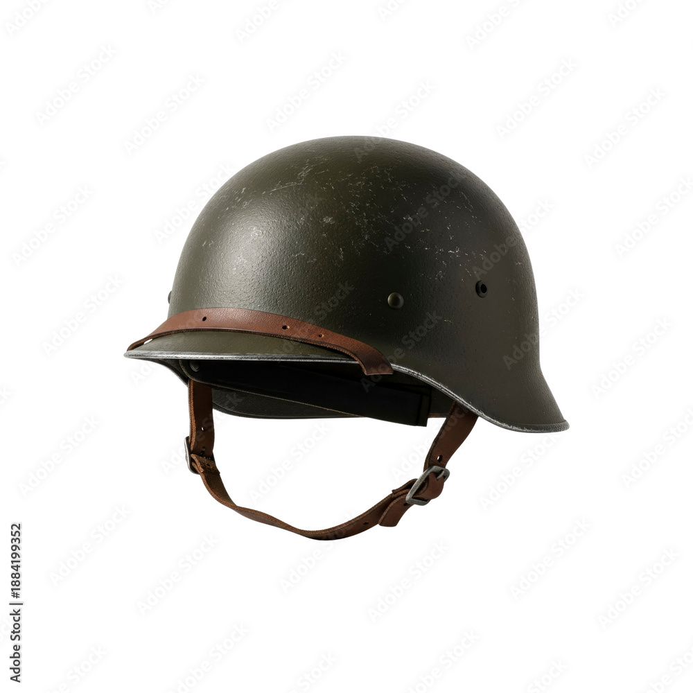 Fototapeta premium Olive green military helmeton Transparent background