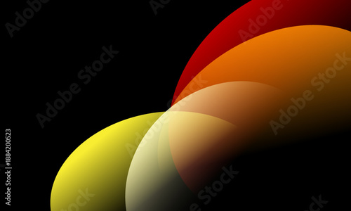 Foto abstract red orange yellow round curves shape bokeh blurred defocused with shine