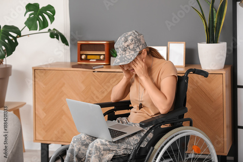 Female soldier in wheelchai...