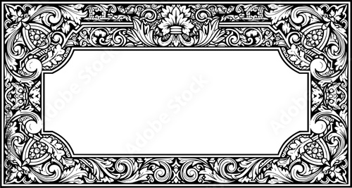 Mediterranean vintage frame ornate border vector illustration. Decorative classic blue traditional motif.
