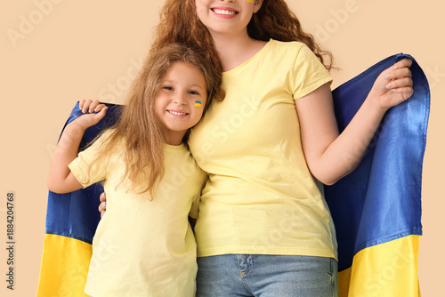 Happy little girl and her m...