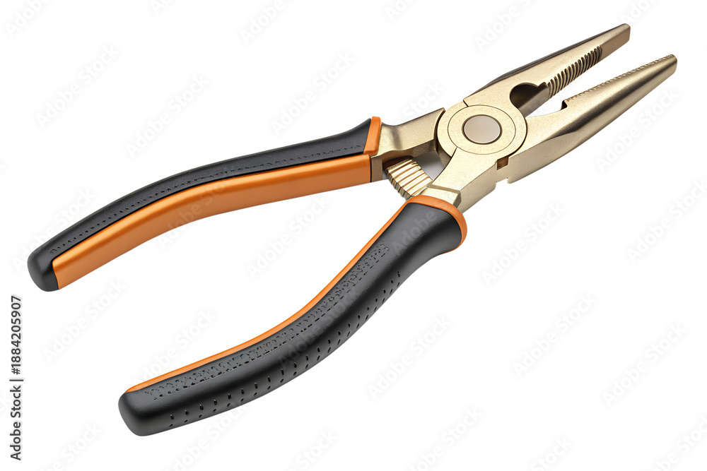 Obraz premium Professional Combination Pliers with Gold Finish and Ergonomic Non-Slip Rubber Insulated Handles