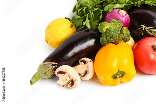Fresh ripe vegetables on wh...
