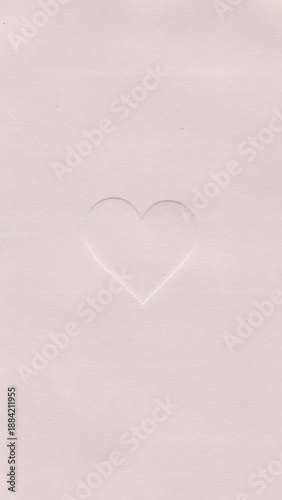 Subtle embossed heart shape pressed into a plain, soft pink paper surface creates gentle texture.
