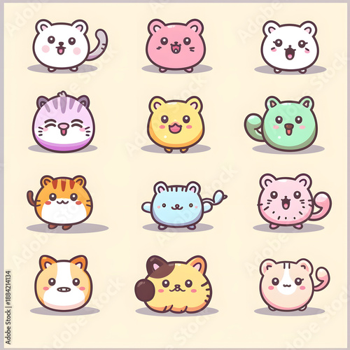 Kawaii Cartoon Animal Sticker Collection