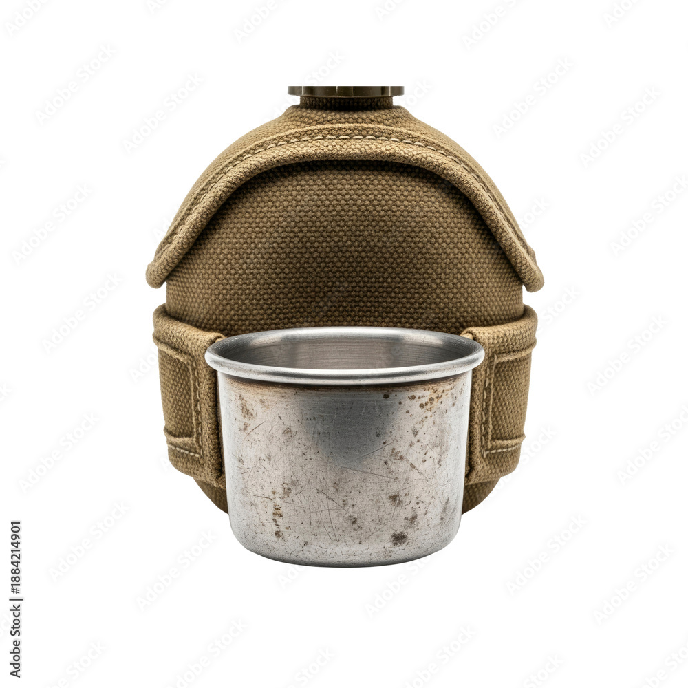 Obraz premium Vintage military canteen and cup