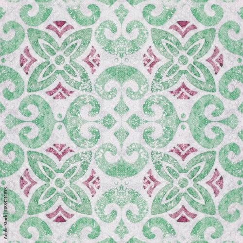 Old ceramic tile wall patterns  in the park public.