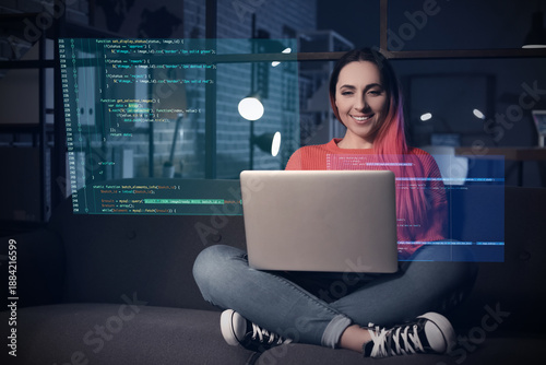 Female programmer working w...